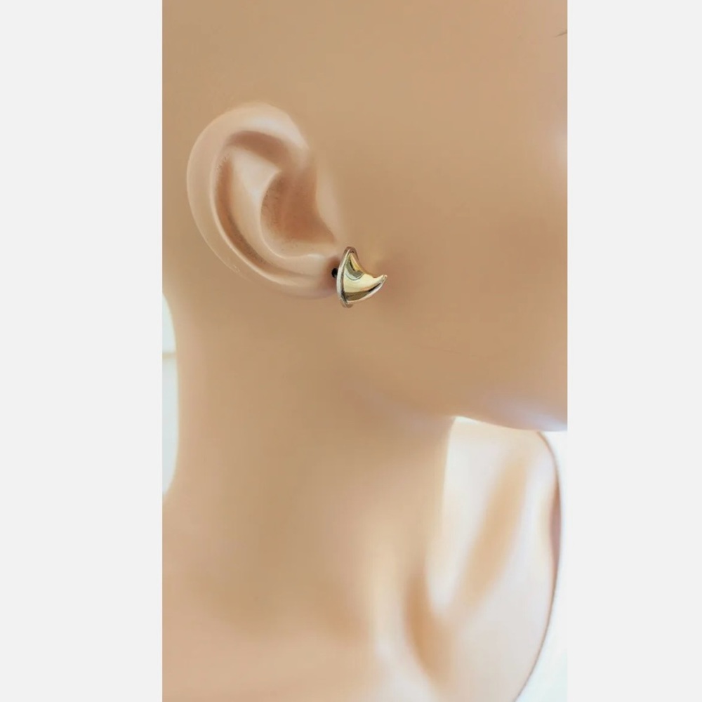GIVENCHY Shark Tooth Earrings in Gold & Silver Tone Brass